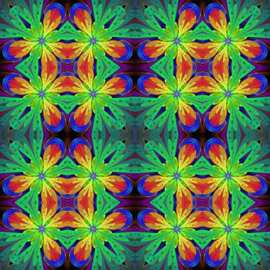 Vitray pencere stili o çok renkli simetrik desen