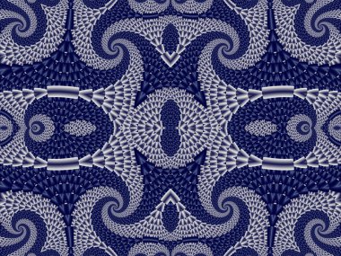 Spiraller ile simetrik dokulu arka plan. Gri ve mavi soluk