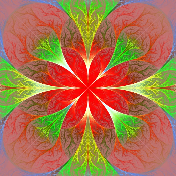 Hermosa flor fractal roja. Gráficos generados por computadora. Artwo. — Foto de Stock