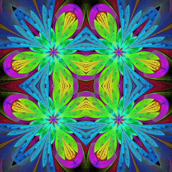 Mångfärgade symmetriska mönster i glasmålning stil o — Stockfoto