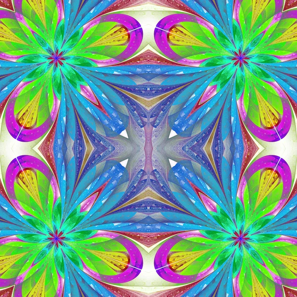 Patrón simétrico multicolor en estilo vitral o — Foto de Stock
