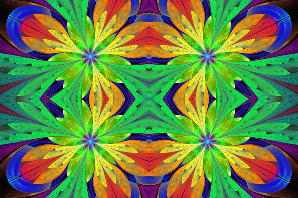 Mångfärgade symmetriska mönster i glasmålning stil o — Stockfoto
