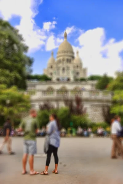 Abstracte achtergrond. Sacre Coeur kathedraal. Effect defocus vervagen — Stockfoto