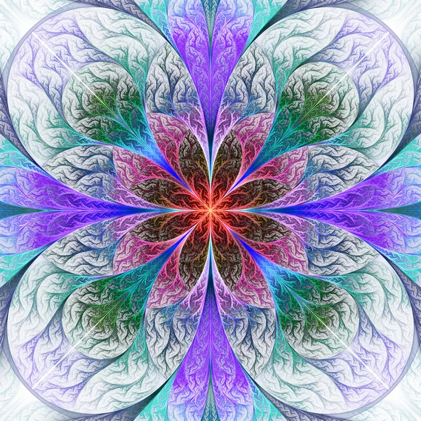 Beautiful fractal flower in pink and blue. Computer generated gr — Stock Photo, Image