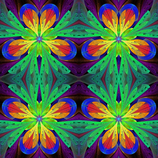 Multicolored symmetrical pattern in stained-glass window style o — Stock Photo, Image