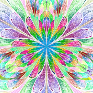 Vitray pencere çok renkli simetrik fraktal çiçek 