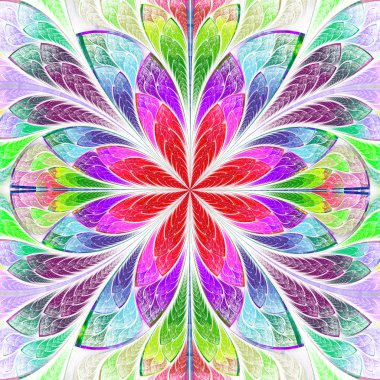 Vitray pencere çok renkli simetrik fraktal çiçek 