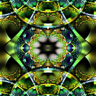 Güzel fraktal desen parlak şeritler ile. Koleksiyon - Ren