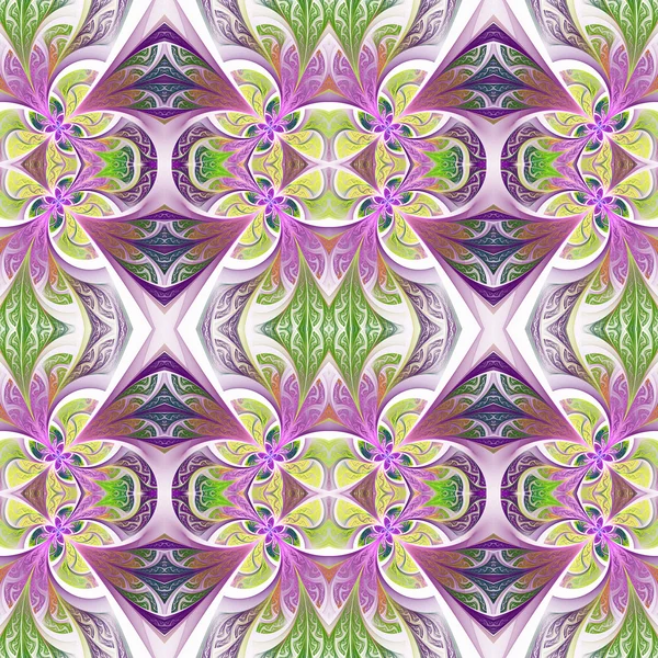 Symmetriska blommönster i glasmålning stil. Grön — Stockfoto