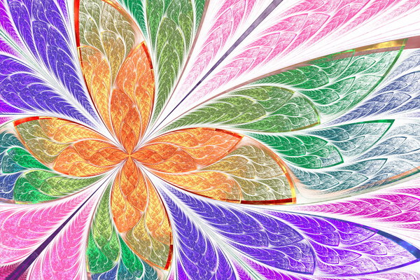 Красивый разноцветный фрактальный цветок или бабочка в окрашенном gl
