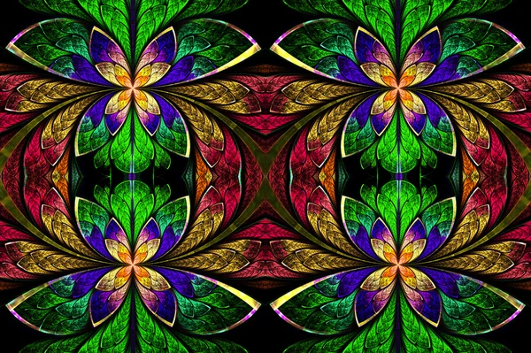 Patrón simétrico multicolor en estilo vitral . — Foto de Stock