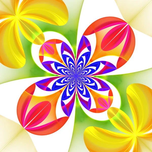 Diagonal symmetriska mönster av blomma kronblad. Blå, gul — Stockfoto