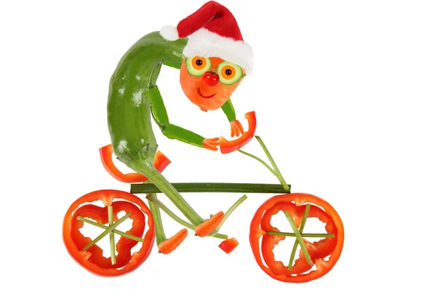 Lustiger Pfeffer auf dem Fahrrad. frohes neues Jahr — Stockfoto