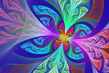Çok renkli fraktal çiçek ya da kelebek arka planda lekeli-g