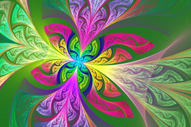 Çok renkli fraktal çiçek ya da kelebek arka planda lekeli-g