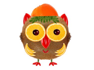 Yaratıcı yiyecekler kavramı. Kivi ve turuncu Kukumav yapılmış