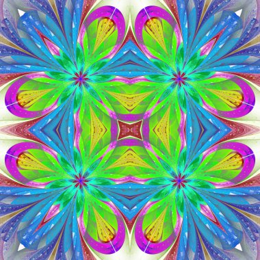 Vitray pencere stili o çok renkli simetrik desen