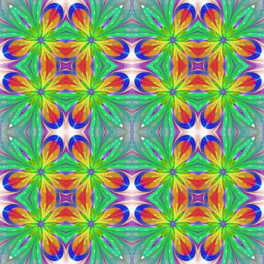 Vitray pencere stili o çok renkli simetrik desen