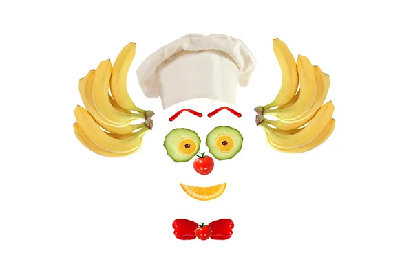 Clownsgesicht aus Obst und Gemüse — Stockfoto