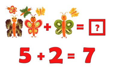 Okul öncesi çocuklar için eğitim matematik Illustration. İnci