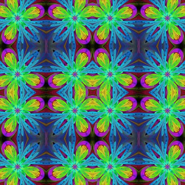 Simetrik desende çok renkli vitray pencere stili. 