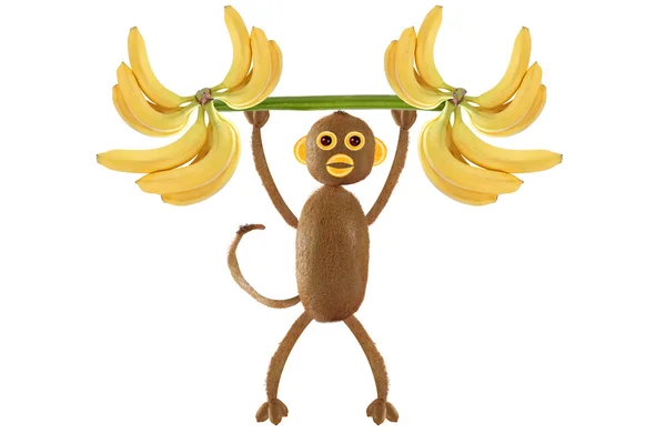 Creative food concept. Funny little monkey of the kiwi — Stock Photo, Image