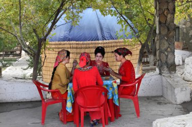 Kov-Ata, Turkmenistan - October 18: Photo unknown Turkmen girls 