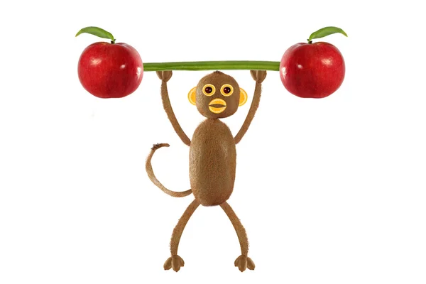 Creative food concept. Funny little monkey of the kiwi — Stock Photo, Image