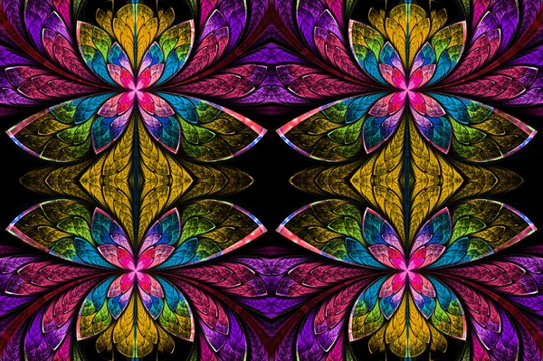 Mehrfarbiges symmetrisches Muster im Glasfenster-Stil. — Stockfoto
