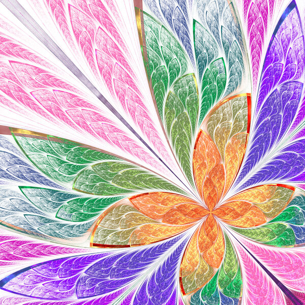 Красивый разноцветный фрактальный цветок или бабочка в окрашенном gl
