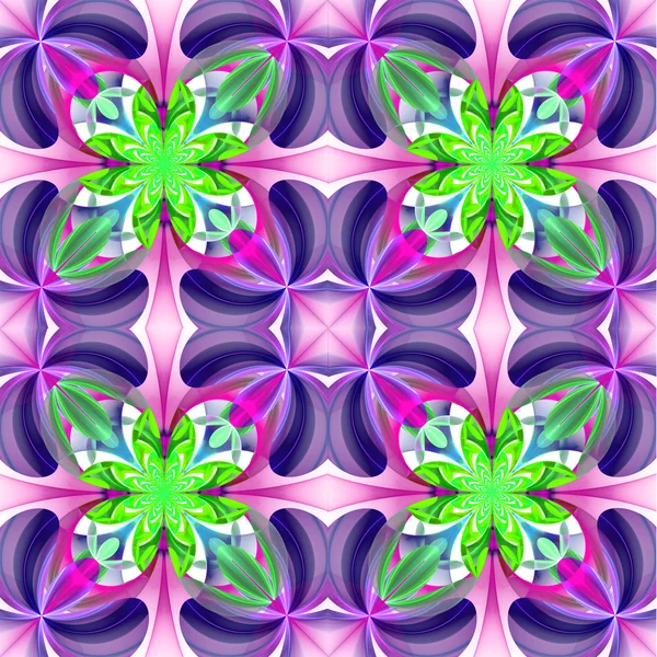 Symmetrical pattern of the flower petals. Green and violet palet — Stock Photo, Image