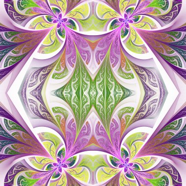 Vitray pencere stili simetrik çiçek deseni