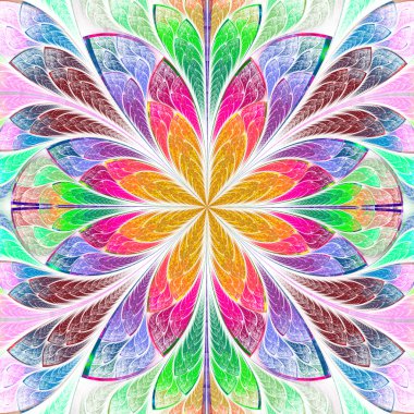 Vitray pencere çok renkli simetrik fraktal çiçek 