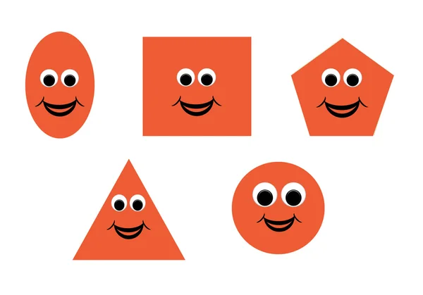 Illustration of shapes with a happy cartoon face, great for kids — Stock Photo, Image