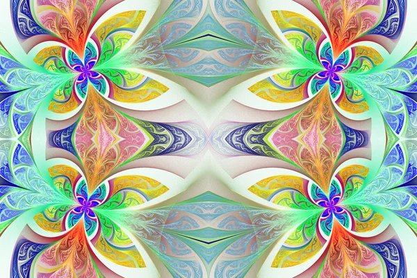 Mångfärgade symmetriska blommönster i glasmålning — Stockfoto