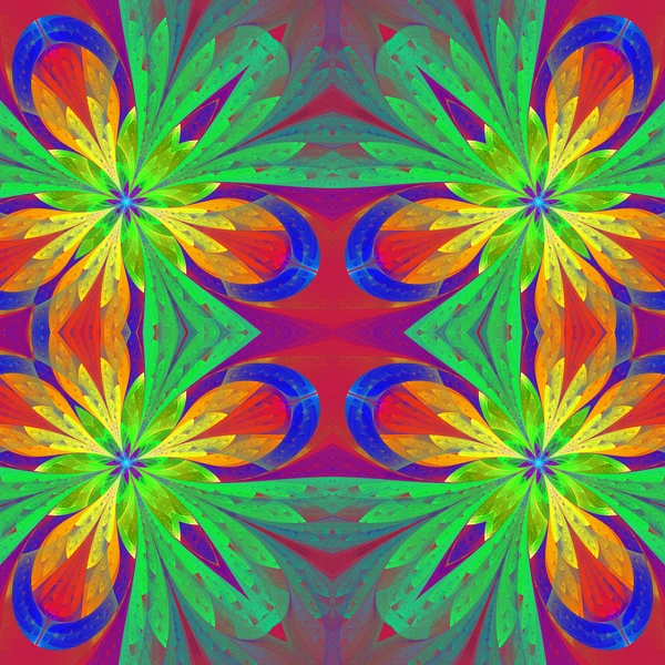 Veelkleurige symmetrisch patroon in glasraam stijl — Stockfoto