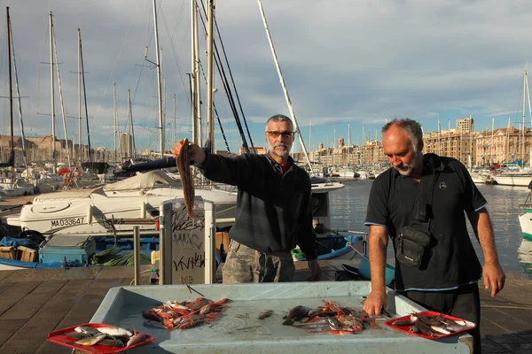 Francie, Marseille-19. listopadu 2015.: prodej ryb na rybí m — Stock fotografie