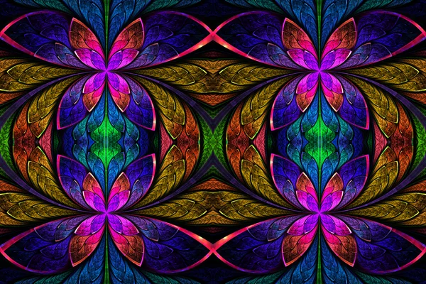 Multicolored symmetrical pattern in stained-glass window style. — Stock Photo, Image