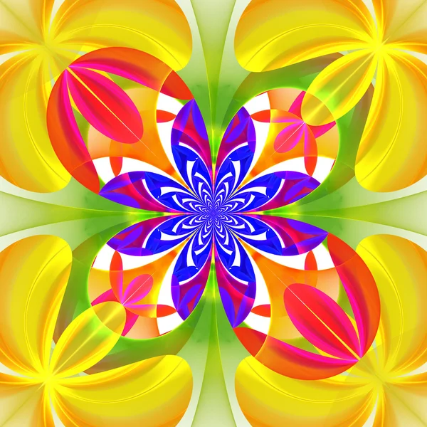 Patrón diagonal simétrico de los pétalos de flores. Azul, amarillo —  Fotos de Stock