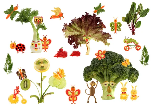Koncept kreativní jídla. Pohádkové země, vyrobené z ovoce a zeleniny — Stock fotografie