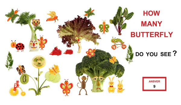 Мультфильм цифры овощей и фруктов, в качестве иллюстрации — стоковое фото