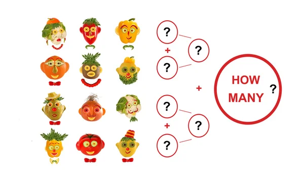 Kreskówka postaci warzyw i owoców, jako ilustrację — Zdjęcie stockowe