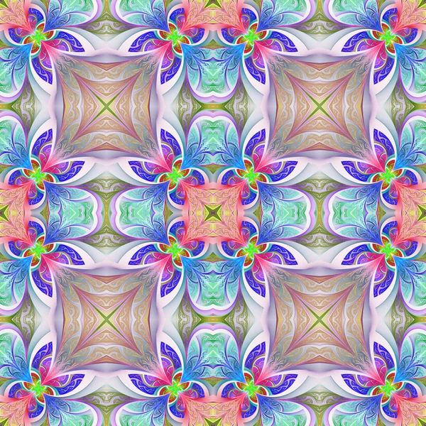 Multicolore motif de fleurs sans couture en vitrail sty — Photo