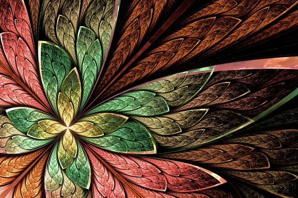 Beautiful fractal flower or butterfly in stained glass window st