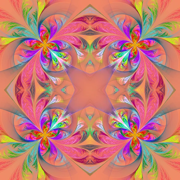 Symmetrische mehrfarbige fraktale Tracerie. Kollektion - frostiger Patt — Stockfoto