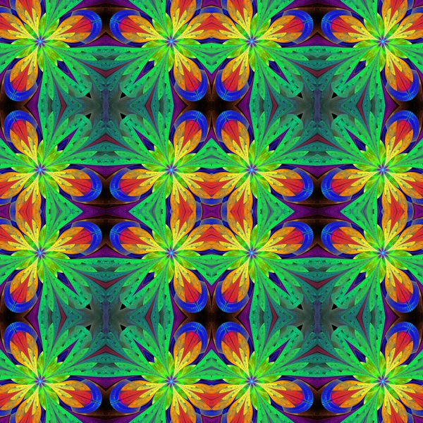 여러 가지 빛깔된 대칭 패턴 스테인드 유리 창 스타일 o — 스톡 사진