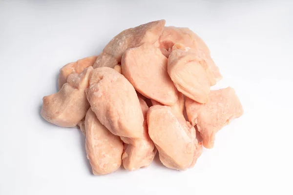 Filet Kurczaka Sprzedaży Detalicznej Filet Kurczaka Zamrożony Małych Kawałkach — Zdjęcie stockowe