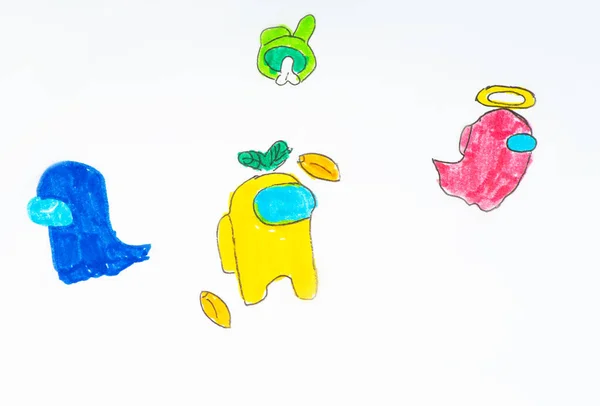 Дитячі Малюнки Героями Дитячих Казок Тваринах Ілюстрація Дитячий Малюнок Тварин — стокове фото