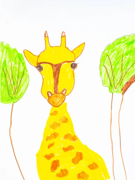 Children\'s drawings with heroes of children\'s fairy tales on animals.Illustration, children\'s drawing of animals. Background on the theme of animals