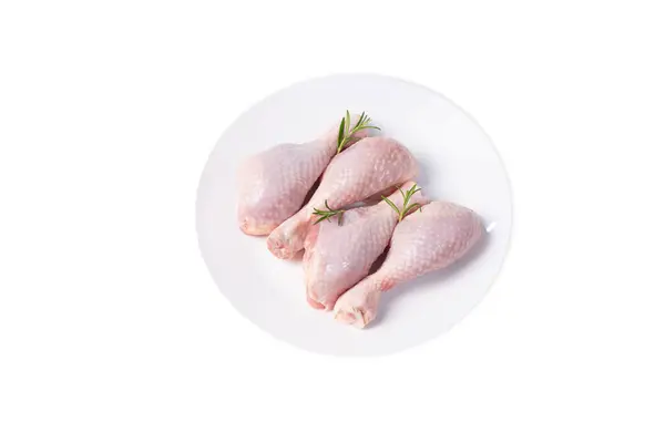 Kurczak Pałeczki Białej Płytki Izolowany Obiekt Białym Tle Gotowane Mięso — Zdjęcie stockowe